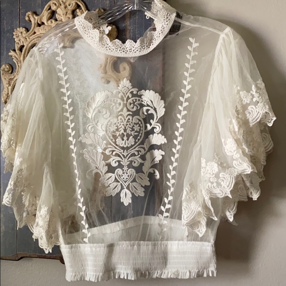 victorian boho crop lace blouse